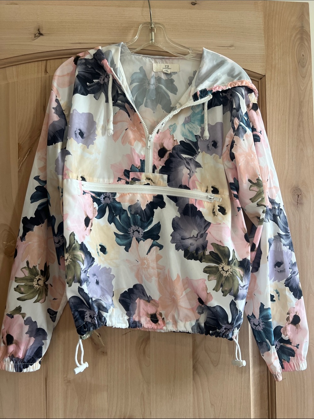 Thread & Supply Floral Half-Zip Bomber Jacket in Pastel Multi